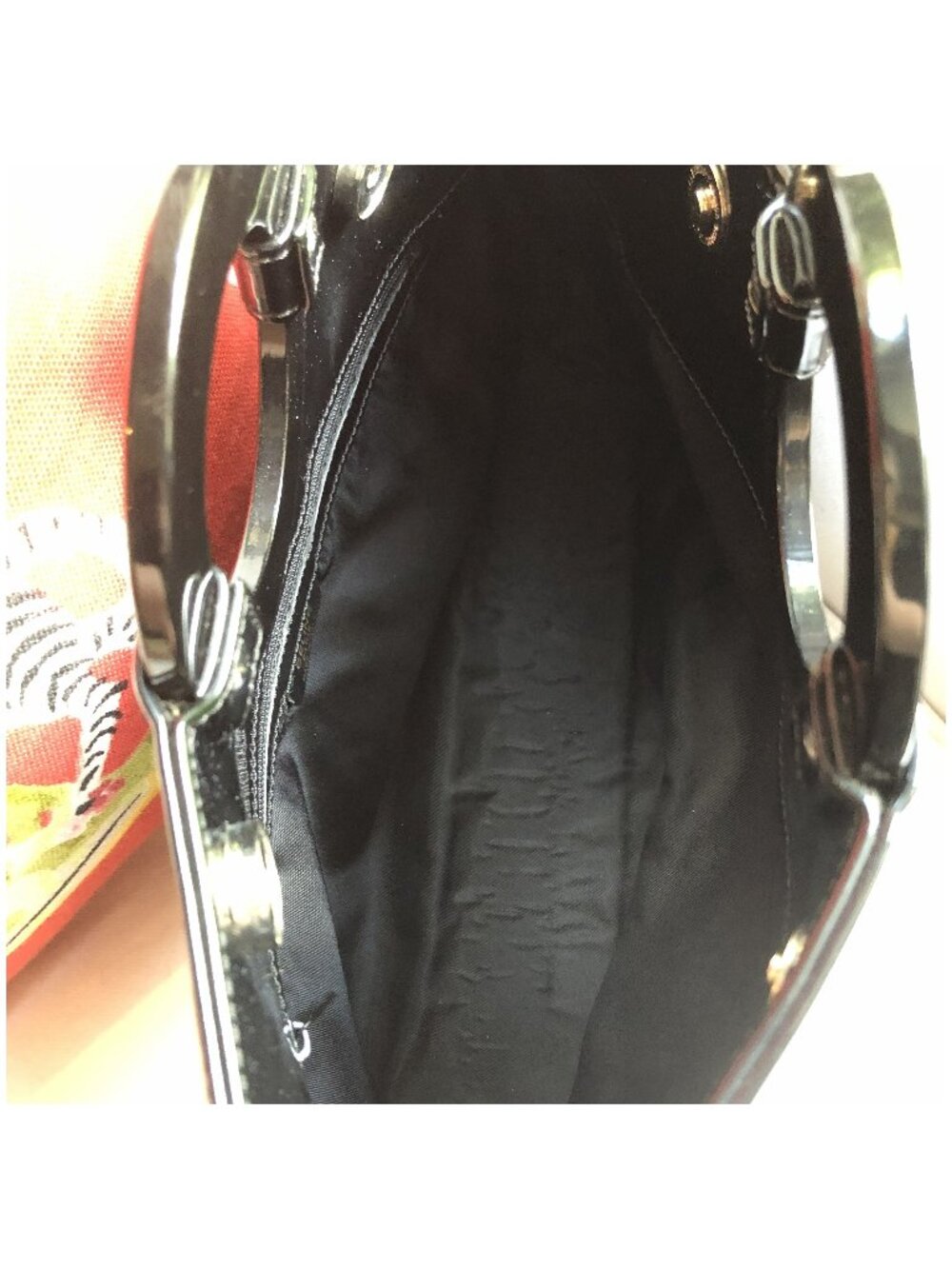CELINE Black Patent Leather Circle Handbag Clutch Tote - Picture 8 of 10